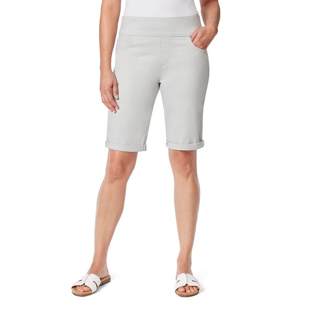 Women's Gloria Vanderbilt Amanda Wide-Waistband Bermuda Shorts - Dove Grey - 6P